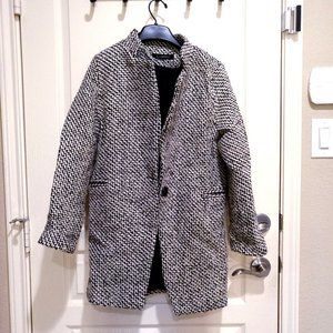 Classic One Button Tweed Wool Coat